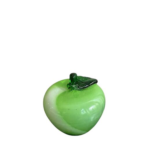 Murano Style Vintage Light Green Apple Glass Art - Picture 11 of 16